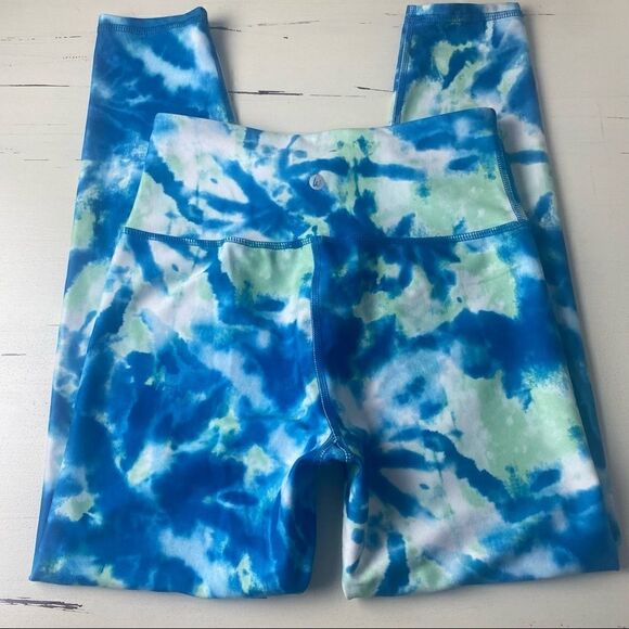 Wildfox Sweat Tie Dye Legging Blue Sapphire and Green- size Small - Picture 3 of 9